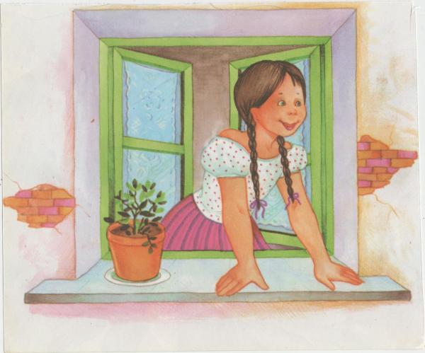 Niña en la Ventana. Dibujo, LA NUEZ DE ARRIBA